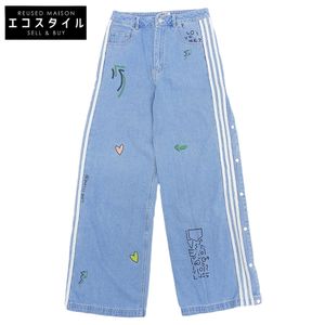 Adidas Denim Track Pants, Straight Leg Pants, Bottoms, Women's, Light Blue, OT FL4153 OT [Used]