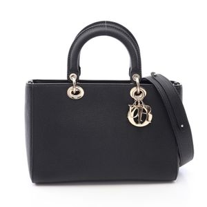 [Used] Dior Lady D-Sire My ABCDior 2-Way Handbag, Black Leather, Ladies, Used A