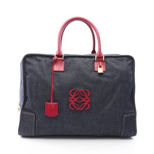 [Used] LOEWE Boston Bag Amazona 50 Indigo Blue/Burgundy Denim Leather Amazona 50 Women's Used A