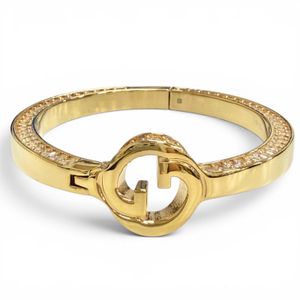 Mint condition △ GUCCI Interlocking G Rhinestone Blondie Bangle Bracelet Gold S Made in Italy Women's Comes with Box and Dust Bag