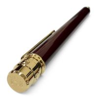 極美品□Cartier カルティエ サントス ドゥ カルティエ ツイスト式 ボールペン ボルドー ゴールド スイス製 メンズ 筆記確認済み 箱付き