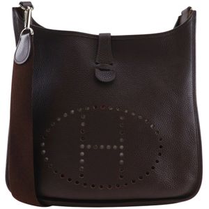 Hermes 爱马仕 Evelyne 1 GM 单肩包/斜挎包 Taurillon Clemence 2006年款 棕色 □J 刻印 斜挎 A4尺寸 按扣式 女士【二手】