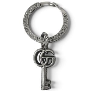 미품□Gucci 구찌 627765 AG925 아라베스크 더블G 키 모티프 백 참 키홀더/키링 실버 이탈리아제 중량 16.7g 남성용 박스·보관 주머니 포함