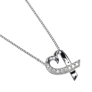 蒂芬妮 (Tiffany & Co.) 愛心項鍊，18K白K金鑲鑽，約 ​​3.39 克，女士款 [二手]