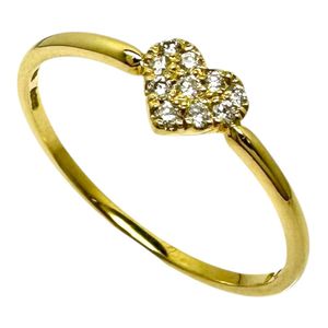AHKAH Heart Diamond Ring, Size 7, 0.05ct total, K18 Gold, 0.8g, Women's [Used]