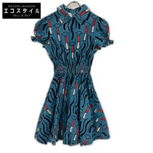 Valentino PB3VAH103Q9 Blue Conceal Fly Flare Silhouette Lip Mini Dress Size 42 [Used]