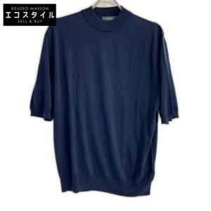 Zanone 810118 ZY318 Navy High Gauge Cotton Crepe Mock Neck Short Sleeve Knit T-Shirt Size 50 [Used]