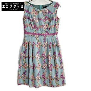 TOCCA 425770 Blue Flower Embroidery Waist Ribbon Design Sleeveless Dress Size 4 [Used]