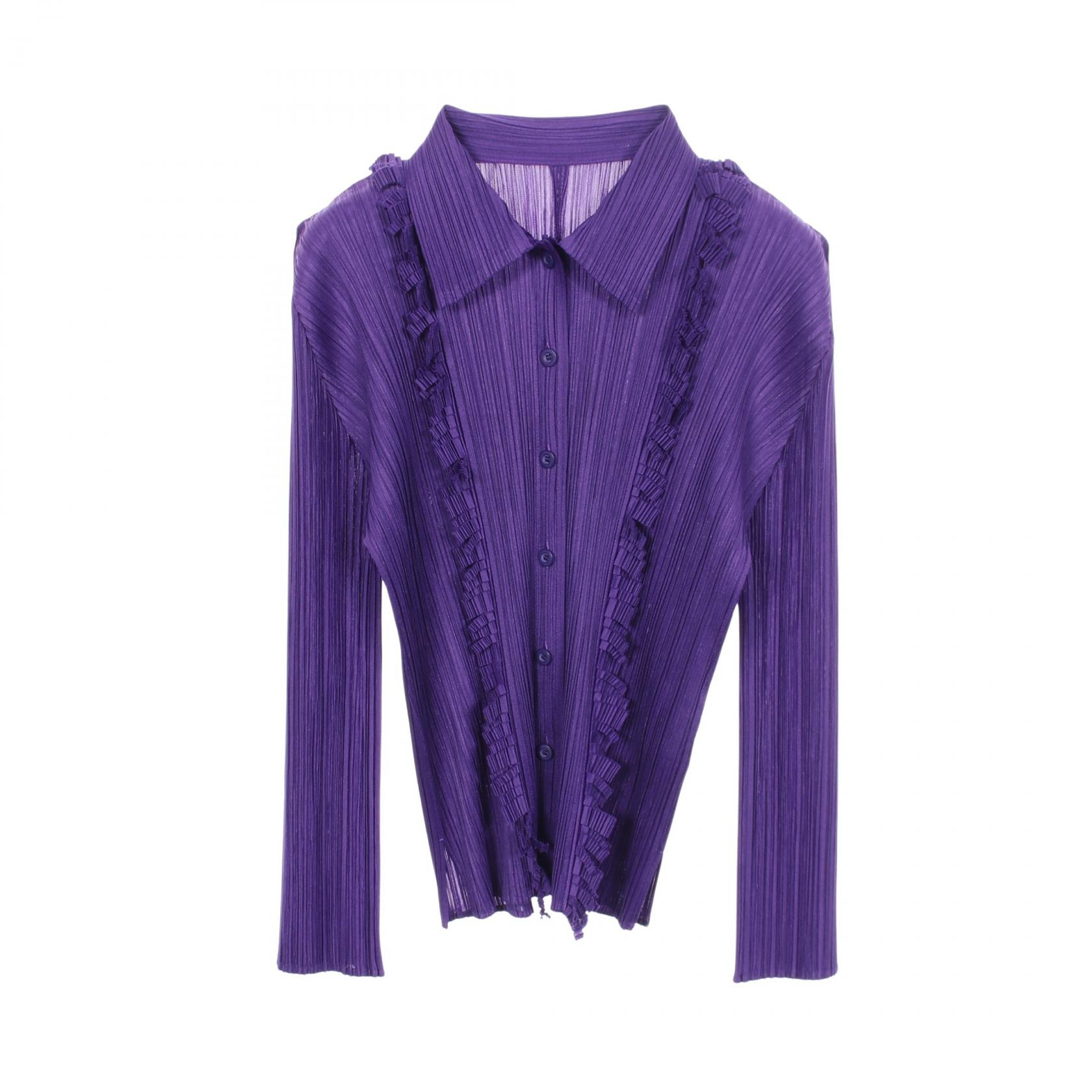 【二手】PLEATS PLEASE襯衫，褶皺，流蘇，長袖，其他襯衫，女裝，二手
