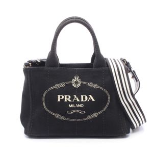 【中古】 プラダ PRADA トートバッグ CANAPA カナパ 2WAY 1BG439 ブラック/ホワイト キャンバス カナパミニ レディース Used B