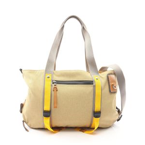 [Used] LOEWE Eye Nature LOEWE 2-Way Tote Bag, Beige/Yellow/Gray Canvas Leather, Men's Used A