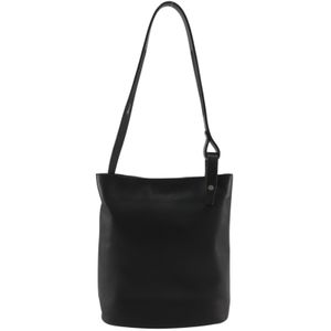 LOEWE 不对称单肩包/斜挎包 小牛皮 黑色 肩背 磁吸扣 Asymmetric One Belt 女士【二手】