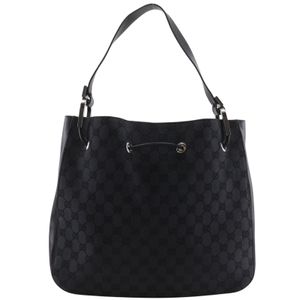 Gucci 古驰 单肩包/斜挎包 001.3746 GG帆布 黑色 肩背, A5 抽绳包 女士【二手】