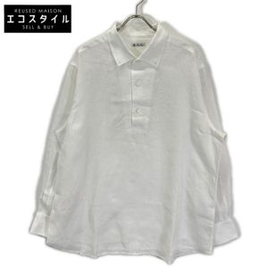 Loro Piana MAA8675 White 100% Linen Pullover Long-Sleeve Shirt, Size M [Used]
