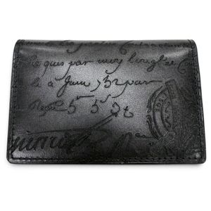 Excellent condition ▼BERLUTI Berluti 2025 model Imbuia flap card holder, leather, calligraphy, bi-fold, business card holder, black, made in Italy, men's, retail price 100,650 yen