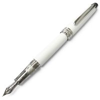 美品□MONTBLANC モンブラン マイスターシュテュック ソリテール 145 トリビュート・トゥ・ザ・モンブラン・クラシック ペン先18K Fニブ 万年筆 ホワイト シルバー ドイツ製 メンズ