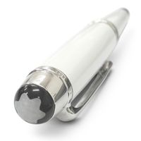 美品□MONTBLANC モンブラン マイスターシュテュック ソリテール 145 トリビュート・トゥ・ザ・モンブラン・クラシック ペン先18K Fニブ 万年筆 ホワイト シルバー ドイツ製 メンズ