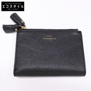 Anya Hindmarch [Excellent Condition] 5050925192279 Peeping Eyes Small Double Zip Wallet Shiny Capra in Black [Pre-owned]