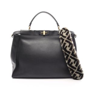 【二手】FENDIPeekaboo 大號兩用手提包 8BN210 黑色皮革 Peekaboo 大號女士二手 B