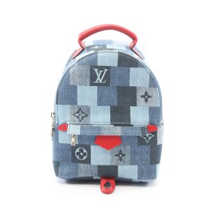 【二手】LOUIS VUITTONPalm Springs 迷你雙肩包 M45043 藍色牛仔帆布皮革