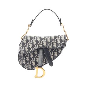 [Used] Dior Saddle Bag Mini Oblique Jacquard Navy Canvas Leather Oblique Saddle Bag Mini Women's Used A