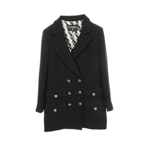 [Used] Chanel CHANEL Tailored Jacket Coco Mark Button Double-breasted Tweed P70071V37218 Black Wool Cotton Jacket Women's Used B