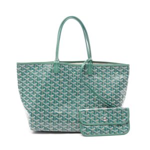 【二手】Goyard GOYARD Louis PM 手提包，綠/白/ブラウンPVC 塗佈帆布皮革，女款，二手 A