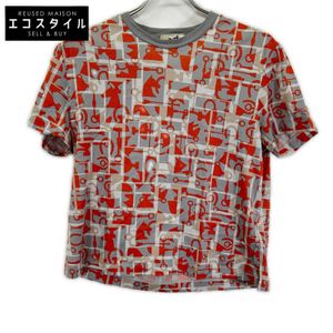 Hermes Grey x Orange Horsebit Short Sleeve Cutsew XS [Used]