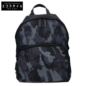 プラダ 美品 2VZ066 ﾅｲﾛﾝ ｶﾓﾌﾗｰｼﾞｭ ﾄﾗｲｱﾝｸﾞﾙﾌﾟﾚｰﾄ ﾊﾞｯｸﾊﾟｯｸ 【中古】