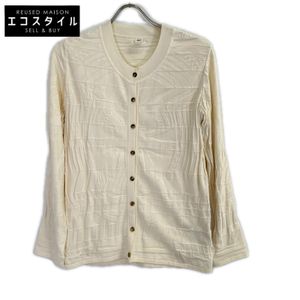 Hermes Off-White Silk Blend Cardigan, Size 42 [Used]