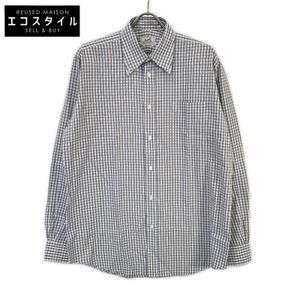 Hermes [Excellent Condition] Checkered Long-Sleeve Shirt with Sellier Buttons, Size 40-15 3/4 [Used]