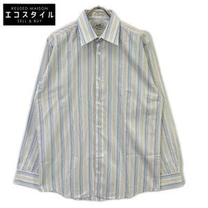Hermes [Excellent Condition/Domestic Authentic] Striped Long-Sleeve Shirt, Size 40-15 3/4 [Used]