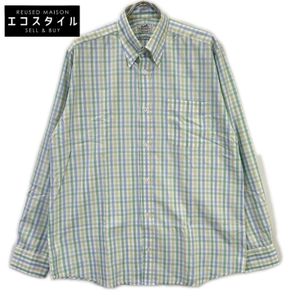 Hermes long-sleeved shirt, Sellier buttons, green check pattern, size 41/16 [Used]