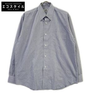 Hermes long-sleeved shirt, gold sellier buttons, blue stripe, size 41/16 [Used]