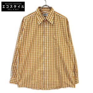 Hermes [Excellent Condition/Domestic Authentic] Checkered Sellier Button-Down Long-Sleeve Shirt, Size 41/16 [Used]