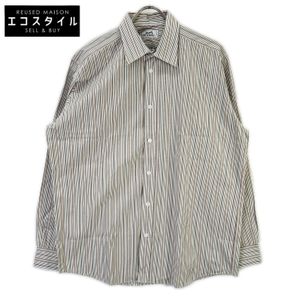 Hermes [Excellent Condition] Striped Long-Sleeve Shirt with Sellier Buttons, Size 41/16 [Pre-owned]