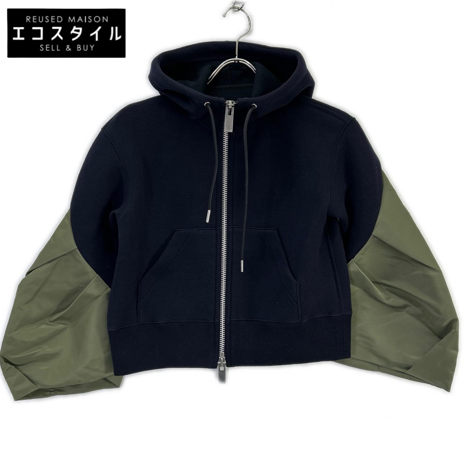 Sacai 23rd Year 23-06681 Navy MA-1 Sponge Sweat Hoodie Blouson