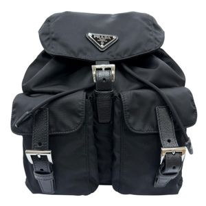 美品☆PRADA プラダ 1BZ677 スモール Re-Nylon バックパック トライアングルロゴ リュック・デイパック ブラック レディース イタリア製 保存袋付き  定価346,500円
