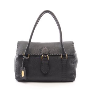 【二手】Fendi FENDI Selleria 8BR547 黑色皮革女手提包