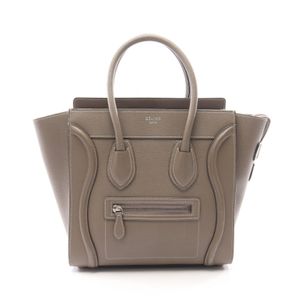 【二手】 CELINE Luggage Micro Shopper 手提包，灰褐色皮革，女士，二手 B