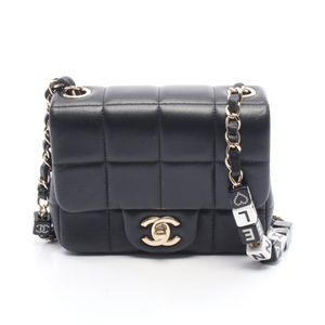 [Used] Chanel CHANEL Shoulder Bag Chocolate Bar Mini Flap Black Leather Chocolate Bar Mini Flap Chain Shoulder Bag Women's Used A