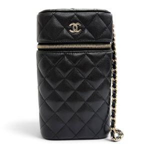 최상급 컨디션△Chanel 샤넬 캐비어 스킨 마틀라세 배니티 폰백 체인 숄더백 블랙 골드 하드웨어 이탈리아제 여성용 추천◎