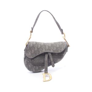 [Used] Dior Saddle Bag Oblique Gray/Dark Gray Canvas Handbag, Women's, Used A