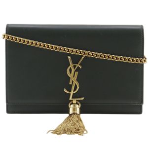 圣罗兰YSL Kate 链条钱包 YSL标志 小牛皮 绿色 磁吸式 女士【二手】