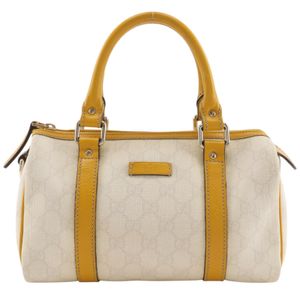 Gucci 古驰 迷你波士顿包 手提包 193604 GG Supreme帆布 白色 拉链 Mini Boston bag 女士【二手】