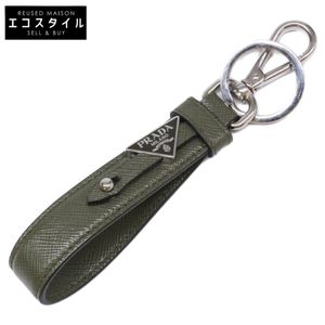 Prada 2PP68T 트라이앵글 로고 플레이트 사피아노 레더 키홀더/키링 / 【중고】