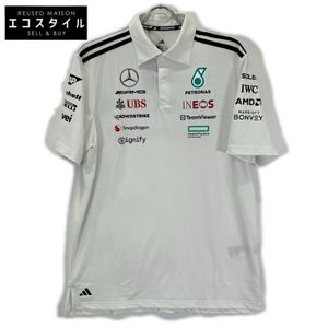 Adidas JW0586 白色梅賽德斯-AMG PETRONAS F1 車隊 Polo 衫，M 碼 [二手]