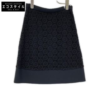 Prada 13SS P182B Black Embroidered Skirt Size 36 [Used]