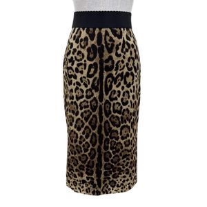 全新☆DOLCE&GABBANA F4AOBT 絲質豹紋長裙 米ブラウン義大利製 正品女裝