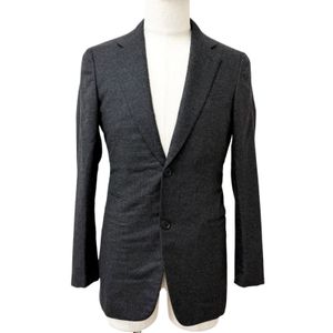 Excellent condition □HERMES G9868Z 96% Cashmere Single-breasted Tailored Jacket Blazer Charcoal Gray Size 44 Made in Italy Authentic Men's